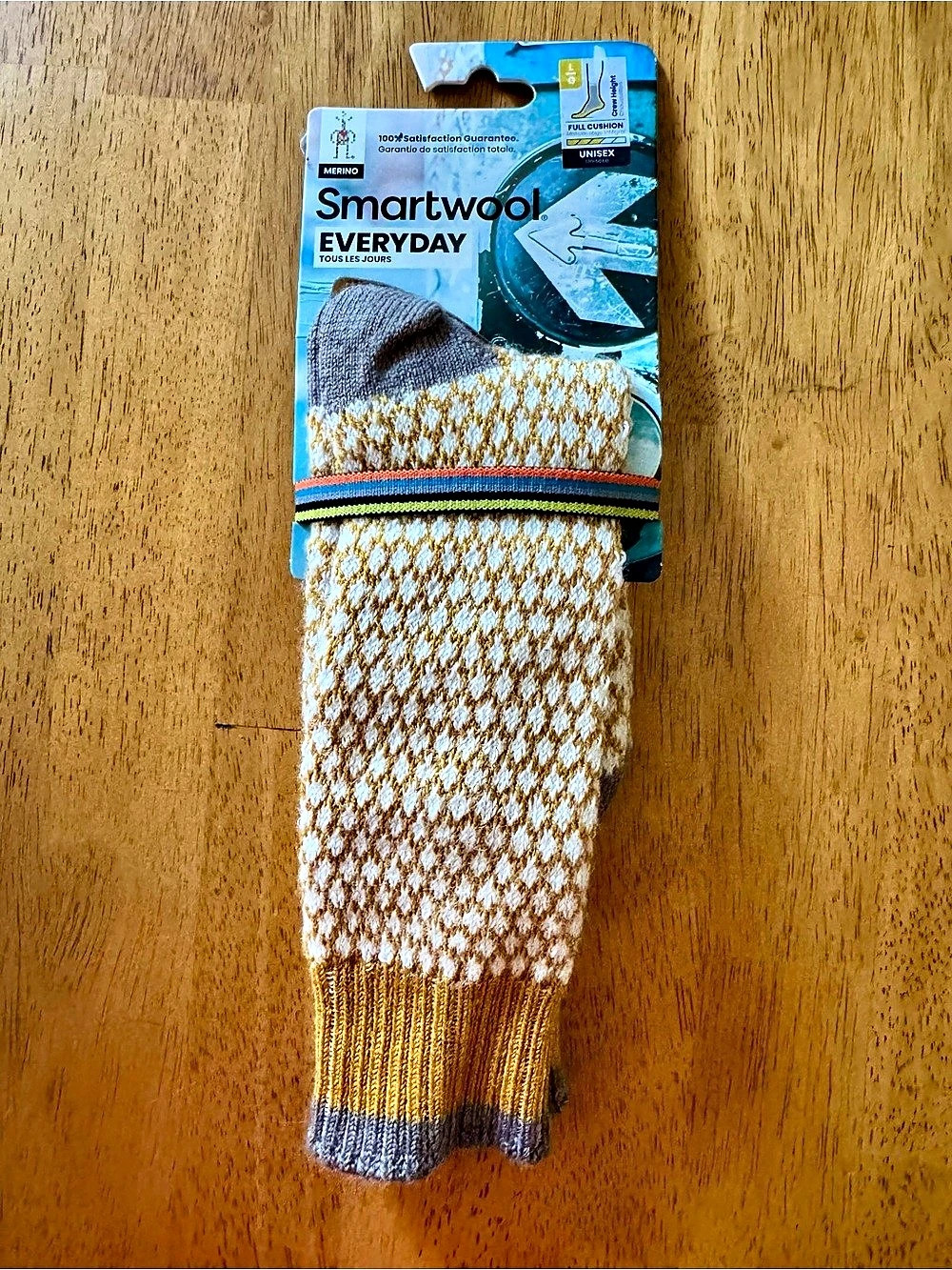 Smartwool Everyday Popcorn Polka Dot Large Crew Socks Yellow & White NWT